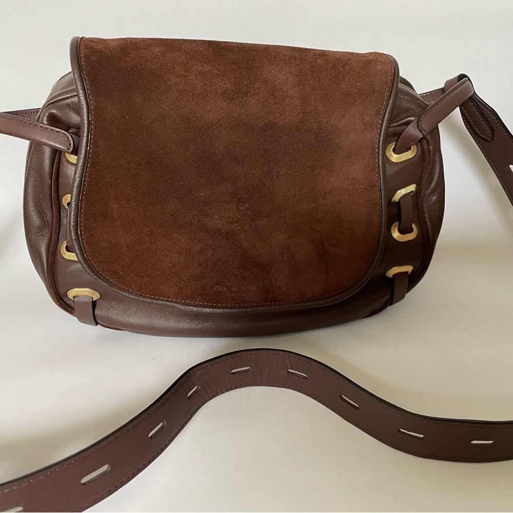 rag and bone Legend Saddle Bag - brown suede and Leather Medium Messenger Bag